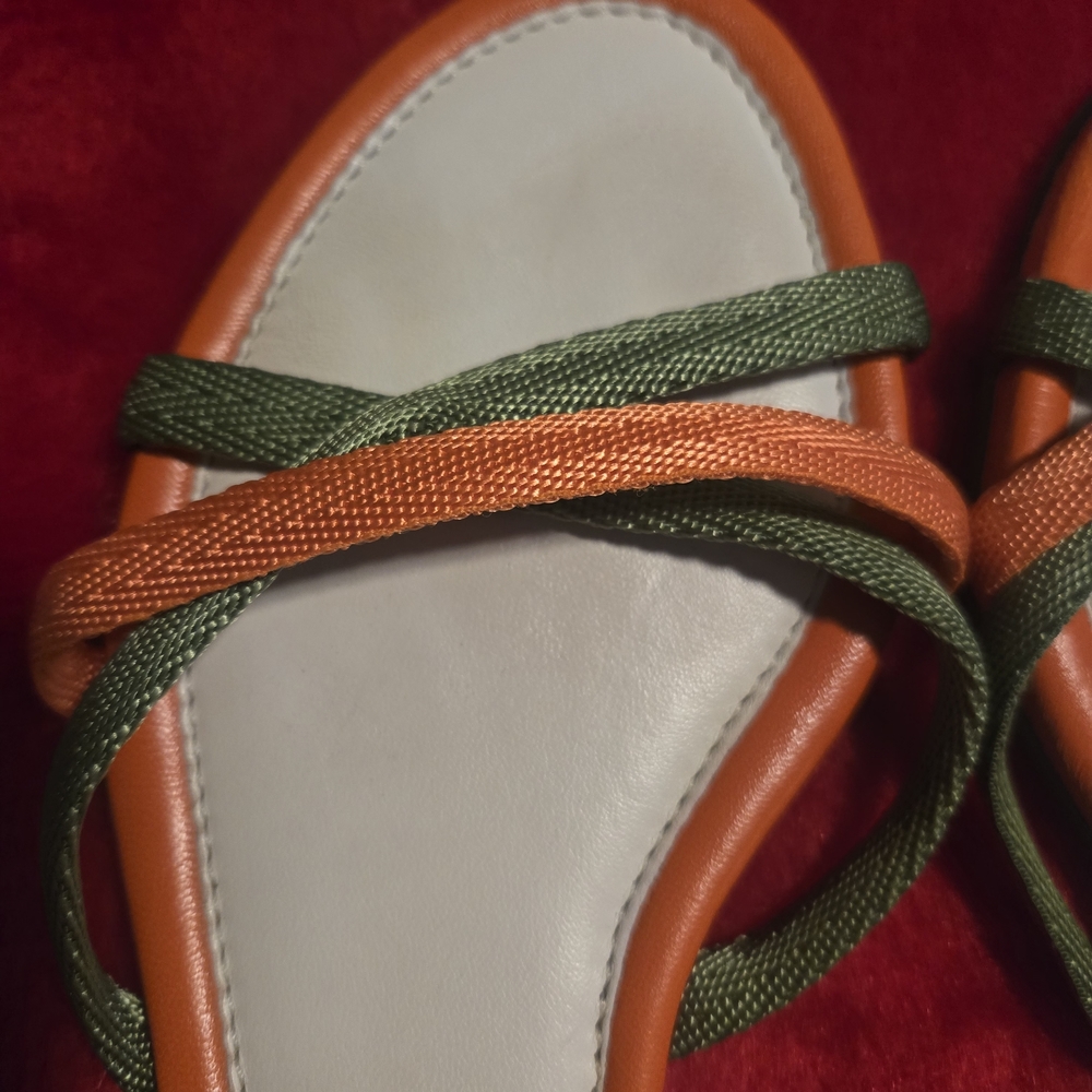 Prada Women's Orange and Green Sandals - Picture 3 of 11